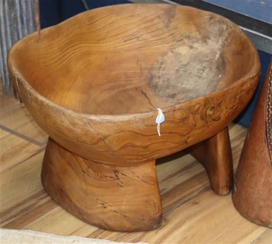 An African elm pedestal bowl length 49cm